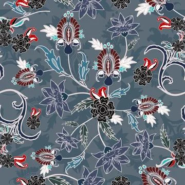 Floral seamless pattern ,flower branches seamless pattern , vector Illustrazione stock
