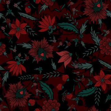 Floral seamless pattern ,flower branches seamless pattern , vector イラスト素材
