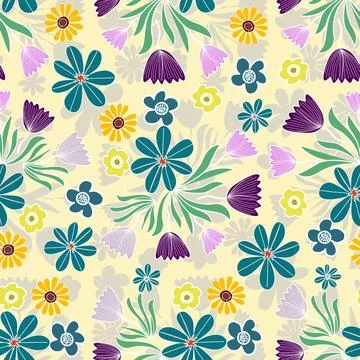 Floral seamless pattern ,flower branches seamless pattern , vector イラスト素材