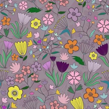 Floral seamless pattern ,flower branches seamless pattern , vector イラスト素材