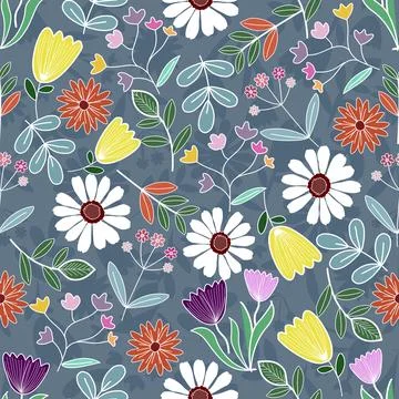Floral seamless pattern ,flower branches seamless pattern , vector イラスト素材