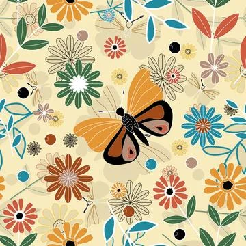 Floral seamless pattern ,flower branches seamless pattern , vector Stockillustratie