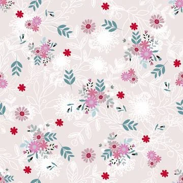 Floral seamless pattern ,flower branches seamless pattern , vector イラスト素材