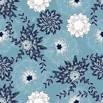Floral seamless pattern ,flower branches seamless pattern , vector イラスト素材