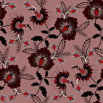 Floral seamless pattern ,flower branches seamless pattern , vector Stock Illustration