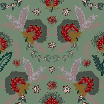 Floral seamless pattern ,flower branches seamless pattern , vector 스톡 일러스트