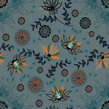 Floral seamless pattern ,flower branches seamless pattern , vector Stock Illustration