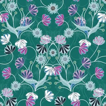 Floral seamless pattern ,flower branches seamless pattern , vector 스톡 일러스트