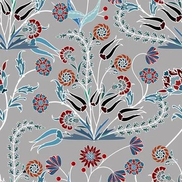 Floral seamless pattern ,flower branches seamless pattern , vector 스톡 일러스트
