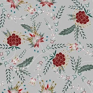 Floral seamless pattern ,flower branches seamless pattern , vector Stock Illustration