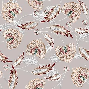Floral seamless pattern ,flower branches seamless pattern , vector Stock Illustration