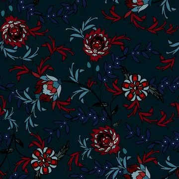 Floral seamless pattern ,flower branches seamless pattern , vector Stock Illustration