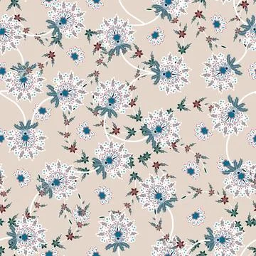 Floral seamless pattern ,flower branches seamless pattern , vector Stock Illustration