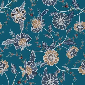 Floral seamless pattern ,flower branches seamless pattern , vector Stockillustratie