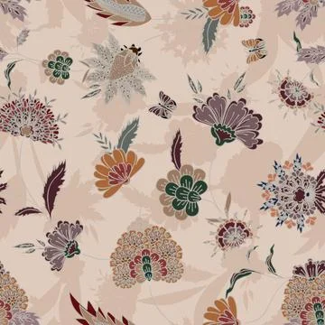 Floral seamless pattern ,flower branches seamless pattern , vector Stock Illustration
