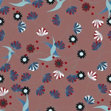 Floral seamless pattern ,flower branches seamless pattern , vector Stock Illustration