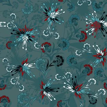 Floral seamless pattern ,flower branches seamless pattern , vector Stock Illustration