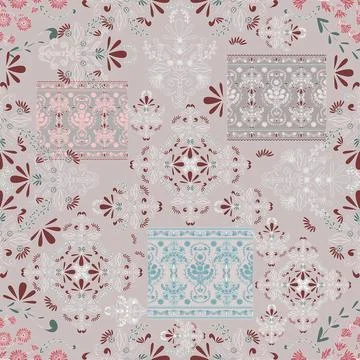 Floral seamless pattern ,flower branches seamless pattern , vector Stock Illustration