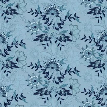 Floral seamless pattern ,flower branches seamless pattern , vector 스톡 일러스트
