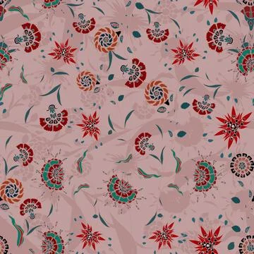 Floral seamless pattern ,flower branches seamless pattern , vector Stock Illustration
