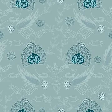 Floral seamless pattern ,flower branches seamless pattern , vector Stock Illustration