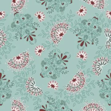 Floral seamless pattern ,flower branches seamless pattern , vector Stock Illustration