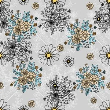 Floral seamless pattern ,flower branches seamless pattern , vector 스톡 일러스트