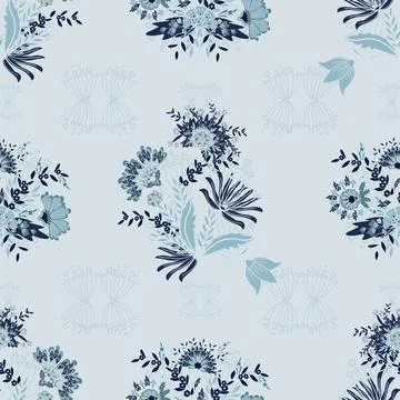 Floral seamless pattern ,flower branches seamless pattern , vector Stock Illustration