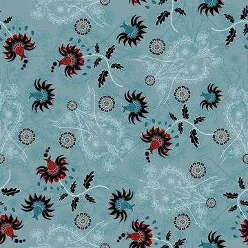 Floral seamless pattern ,flower branches seamless pattern , vector Stock Illustration