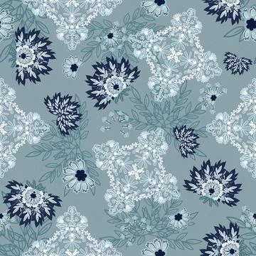 Floral seamless pattern ,flower branches seamless pattern , vector 스톡 일러스트
