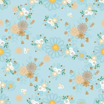 Floral seamless pattern ,flower branches seamless pattern , vector Stock Illustration