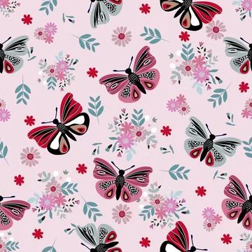 Floral seamless pattern ,flower branches seamless pattern , vector 스톡 일러스트