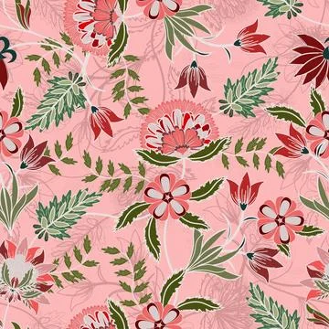 Floral seamless pattern ,flower branches seamless pattern , vector Stock Illustration