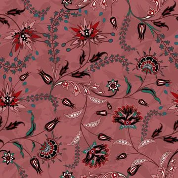 Floral seamless pattern ,flower branches seamless pattern , vector 스톡 일러스트
