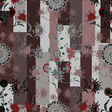Floral seamless pattern ,flower branches seamless pattern , vector 스톡 일러스트