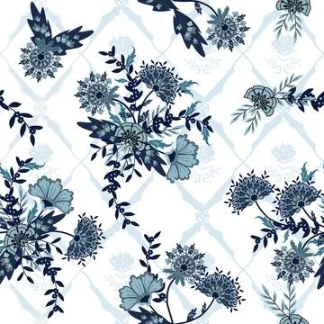 Floral seamless pattern ,flower branches seamless pattern , vector Stock Illustration