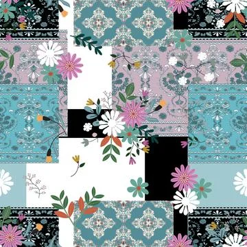 Floral seamless pattern ,flower branches seamless pattern , vector Stock Illustration