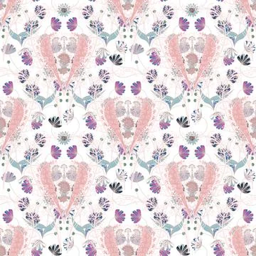 Floral seamless pattern ,flower branches seamless pattern , vector Stock Illustration