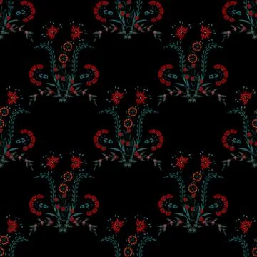 Floral seamless pattern ,flower branches seamless pattern , vector 스톡 일러스트