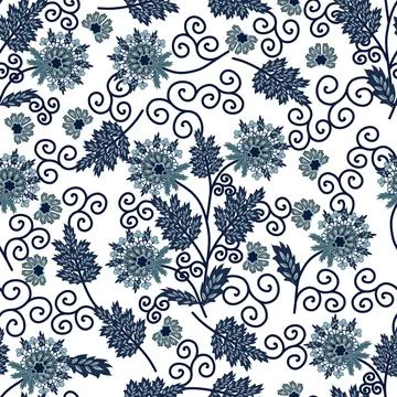 Floral seamless pattern ,flower branches seamless pattern , vector 스톡 일러스트