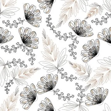 Floral seamless pattern ,flower branches seamless pattern , vector 스톡 일러스트