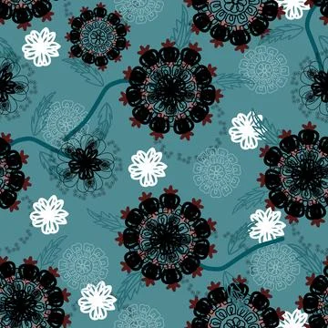 Floral seamless pattern ,flower branches seamless pattern , vector 스톡 일러스트
