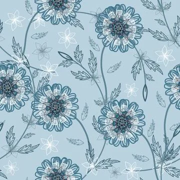 Floral seamless pattern ,flower branches seamless pattern , vector Stock Illustration