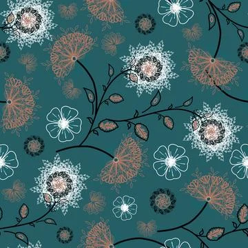 Floral seamless pattern ,flower branches seamless pattern , vector Illustrazione stock
