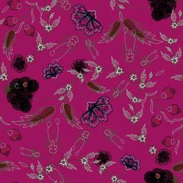 Floral seamless pattern ,flower branches seamless pattern , vector Stock Illustration