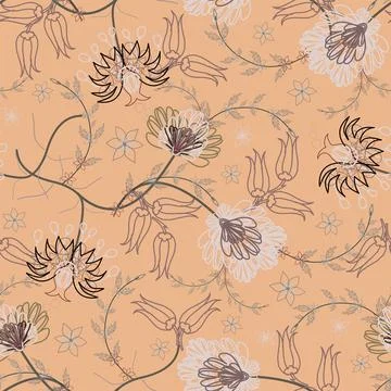 Floral seamless pattern ,flower branches seamless pattern , vector 스톡 일러스트