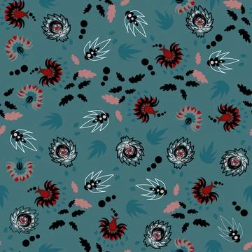 Floral seamless pattern ,flower branches seamless pattern , vector Stock Illustration