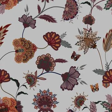 Floral seamless pattern ,flower branches seamless pattern 库存插图