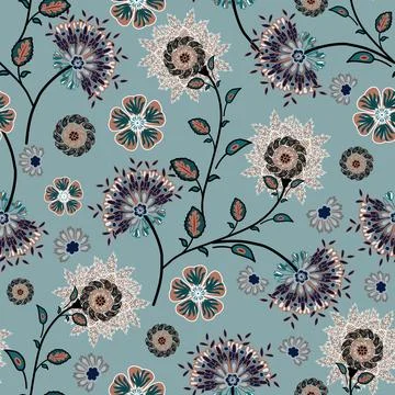 Floral seamless pattern ,flower branches seamless pattern 库存插图