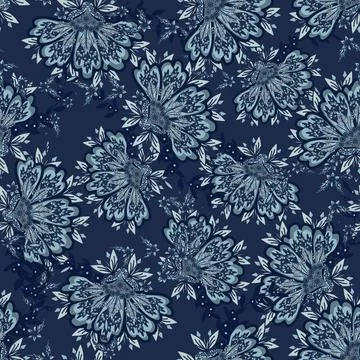 Floral seamless pattern ,flower branches seamless pattern 库存插图